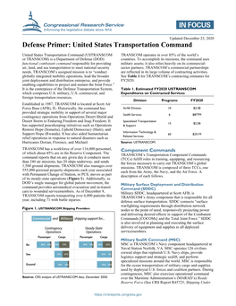 Defense Primer: United States Transportation Command