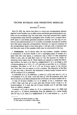 Vector Bundles and Projective Modules