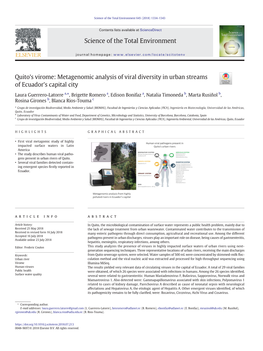 Quito's Virome: Metagenomic Analysis of Viral Diversity in Urban Streams of Ecuador's Capital City