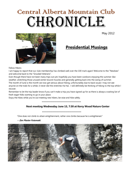 Central Alberta Mountain Club Chronicle May 2012