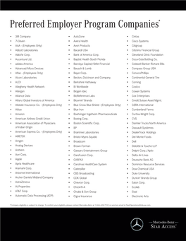 Preferred Employer Program Companies*