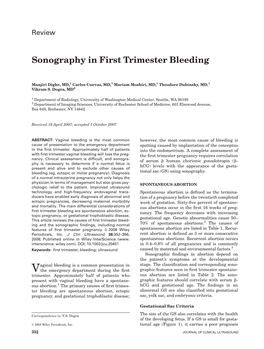 Sonography in First Trimester Bleeding