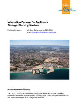 Information Package for Applicants Strategic Planning Services