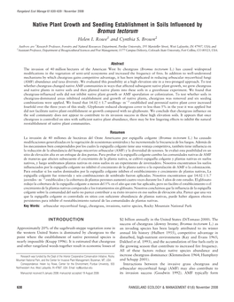 Native Plant Growth and Seedling Establishment in Soils Influenced by Bromus Tectorum Helen I