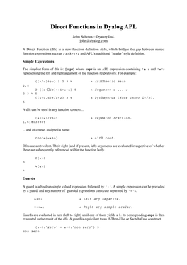 Dynamic Functions in Dyalog