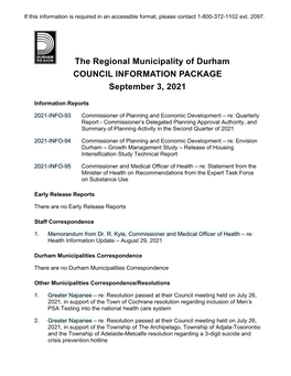 COUNCIL INFORMATION PACKAGE September 3, 2021