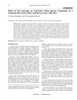 Effect of Fire Intensity on Non-Native Plant Species Community in a Canarian Pine Forest Three and Eleven Years After Fire C