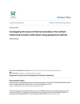 (UAE) Desert Using Geophysical Methods