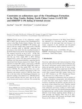 Constraints on Sedimentary Ages of the Chuanlinggou Formation in the Ming Tombs, Beijing, North China Craton: LA-ICP-MS and SHRIMP U–Pb Dating of Detrital Zircons