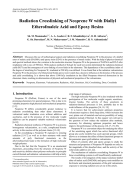 Neoprene, Elastomer, Vulcanization, Radiation, Allyl, Sensitizer, Gel, Crosslinking, Dose, Crosslinks