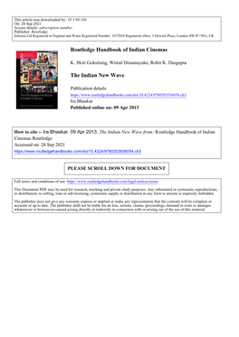 Routledge Handbook of Indian Cinemas the Indian New Wave