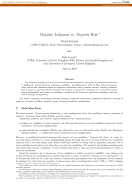 Majority Judgment Vs. Majority Rule ∗