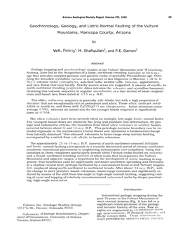 Geochronology, Geology, and Listric Normal Faulting of the Vulture Mountains, Maricopa County, Arizona