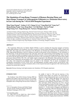 The Simulation of Long-Range Transport of Biomass Burning