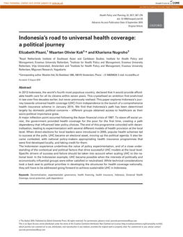 Indonesia's Road to Universal Health Coverage: a Political Journey