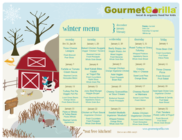 Winter Menu } February Fruit & Veg/ 1/2 Cup Total Milk 6Oz Cup