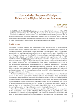 How and Why I Became a Principal Fellow of the Higher Education Academy