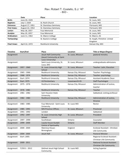 Rev. Robert T. Costello, S.J. '47 - BIO