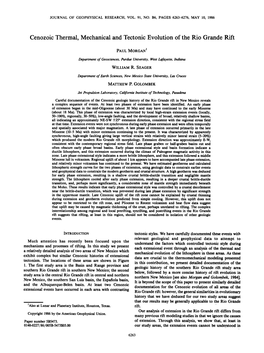 Cenozoic Thermal, Mechanical and Tectonic Evolution of the Rio Grande Rift