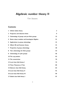 Algebraic Number Theory II