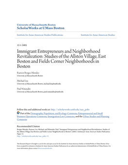 Immigrant Entrepreneurs and Neighborhood Revitalization