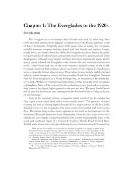 Chapter 1: the Everglades to the 1920S Introduction