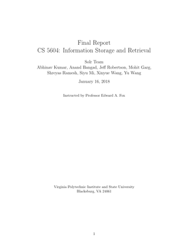 Final Report CS 5604: Information Storage and Retrieval