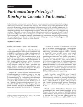 Parliamentary Privilege? Kinship in Canada's Parliament