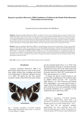 Dysgonia Rogenhoferi (Bohatsch, 1880) (Lepidoptera, Erebidae) in the Danube Delta (Romania): Westernmost Record in Europe