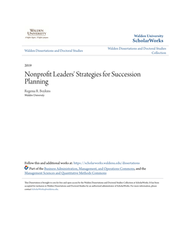 Nonprofit Leaders' Strategies for Succession Planning Regenia R