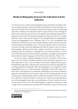 Medieval Biography Between the Individual and the Collective