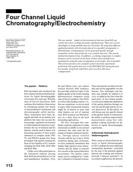 Four Channel Liquid Chromatography/Electrochemistry