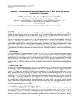 Controls on Geothermal Activity in the Sevier Thermal Belt, Southwestern