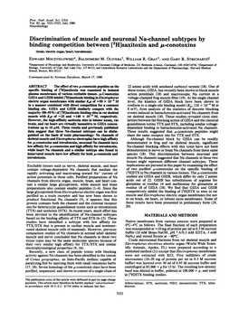 Saxitoxin and ,U-Conotoxins (Brain/Electric Organ/Heart/Tetrodotoxin) EDWARD MOCZYDLOWSKI*, BALDOMERO M