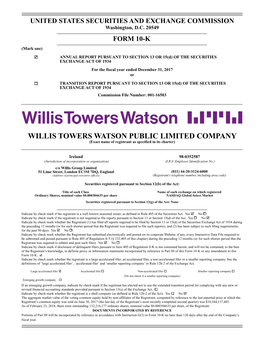 WILLIS TOWERS WATSON PUBLIC LIMITED COMPANY (Exact Name of Registrant As Specified in Its Charter)