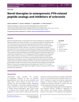 Novel Therapies in Osteoporosis: PTH-Related Peptide Analogs and Inhibitors of Sclerostin