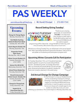 PAS WEEKLY Pennalexander.Philasd.Org | Mr