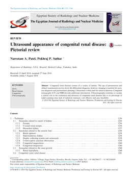 Ultrasound Appearance of Congenital Renal Disease: Pictorial Review