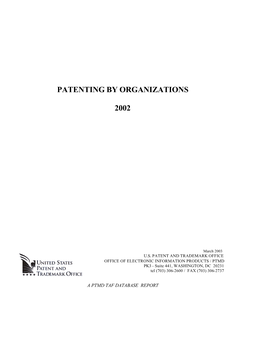 Patenting by Organizations 2002