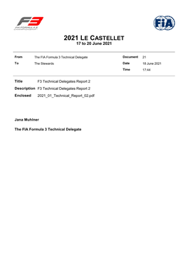 2021 LE CASTELLET 17 to 20 June 2021