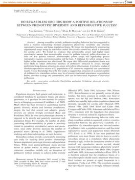 Do Rewardless Orchids Show a Positive Relationship Between Phenotypic Diversity and Reproductive Success?