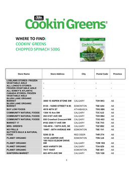 Where to Find: Cookin' Greens Chopped Spinach 500G