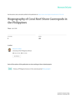 Biogeography of Coral Reef Shore Gastropods in the Philippines