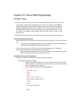 L15N Server Side Programming