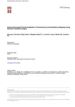 Advancing Coastal Climate Adaptation in Denmark by Land Subsidence Mapping Using Sentinel-1 Satellite Imagery