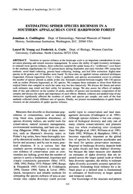 Estimating Spider Species Richness in a Southern Appalachian Cove Hardwood Forest