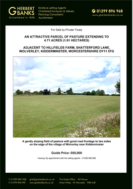 Adjacent to Hillfields Farm, Shatterford Lane, Wolverley, Kidderminster, Worcestershire Dy11 5Tg