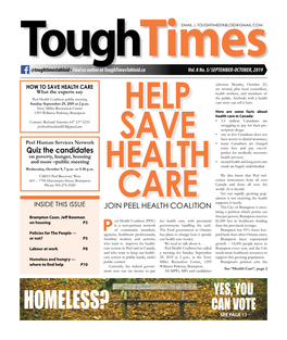 HOMELESS? CAN VOTE SEE PAGE 11 2 Tough Times – September-October, 2019
