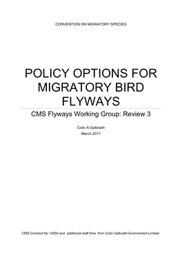 POLICY OPTIONS for MIGRATORY BIRD FLYWAYS CMS Flyways Working Group: Review 3