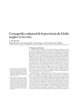 Cartografia Cadastral De La Província De Lleida (Segles XVIII-XIX) J